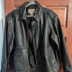 L.L. Bean Men's Goatskin Brown Leather A-2 Flight/Bomber Jacket - Large Regular